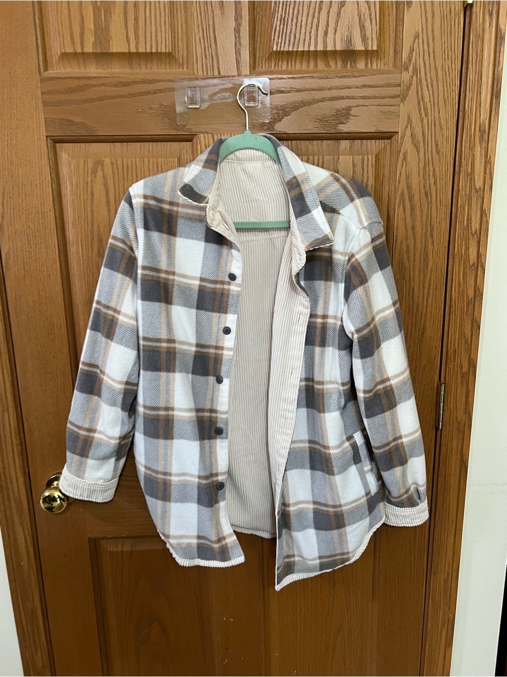 Cream Ribbed Reversible Fall Jacket - Picture 4 of 4